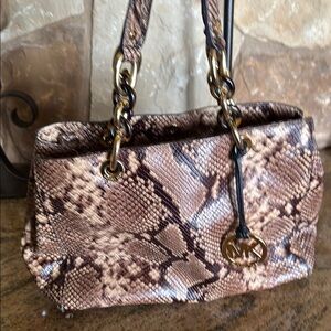 Michael Kors Brown Snakeskin Shoulder Bag